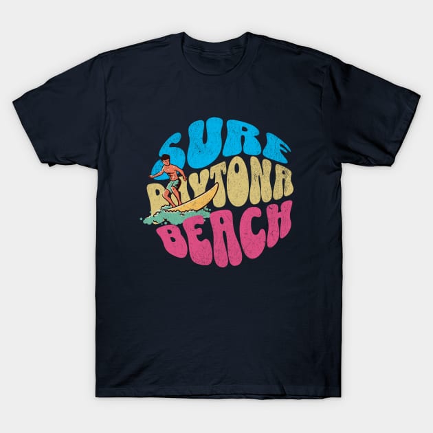 Surf Daytona Beach Florida Vintage Surfboard Surfing T-Shirt by TGKelly